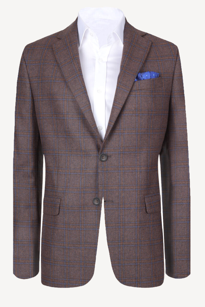 Erkek Taba Yünlü Spor Ceket - 1