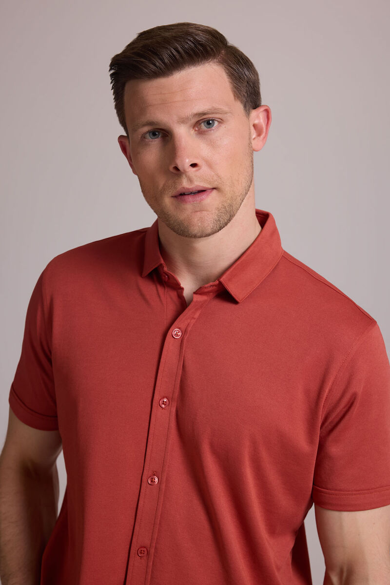 Erkek Tarçın Merserize Kısa Kol Gömlek - 4