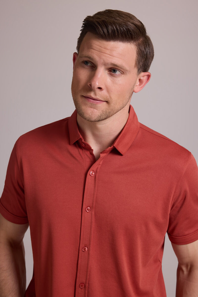 Erkek Tarçın Merserize Kısa Kol Gömlek - 6