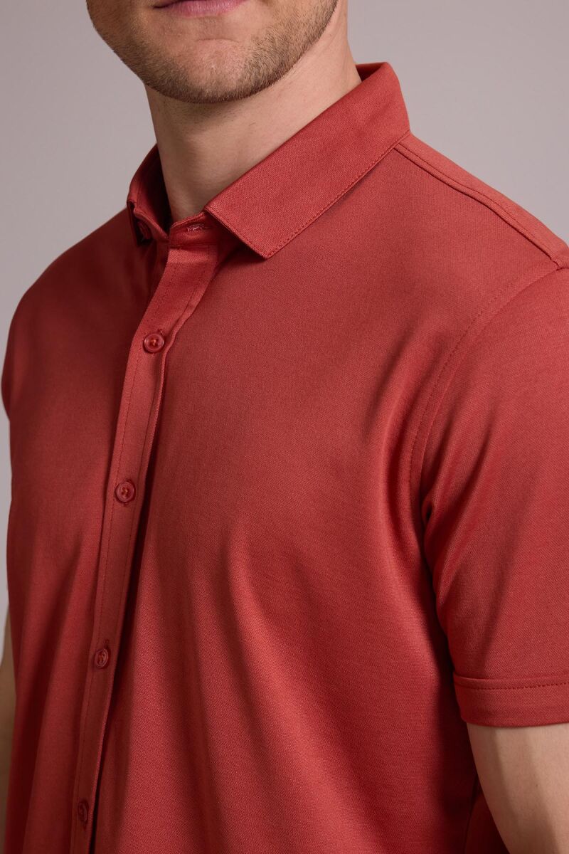 Erkek Tarçın Merserize Kısa Kol Gömlek - 7