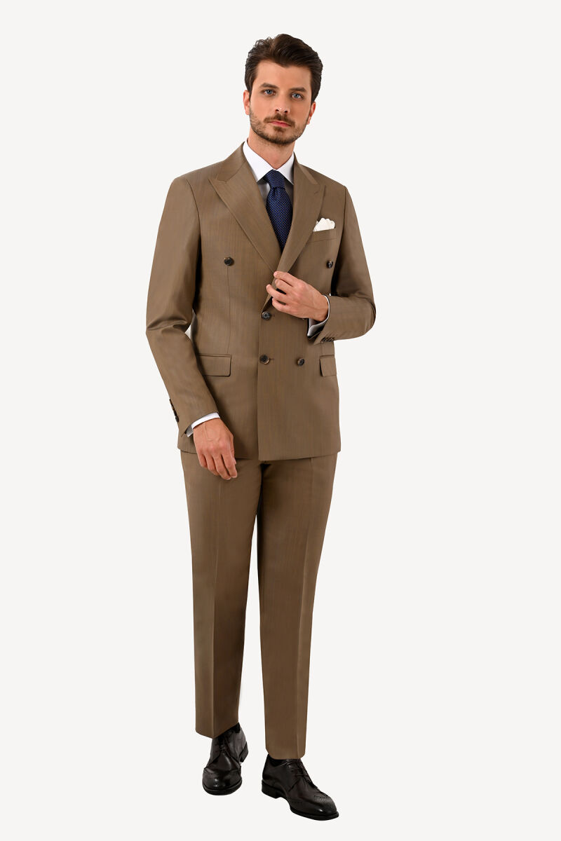 Erkek Tarçın Regular Fit Kruvaze Takım Elbise - 1