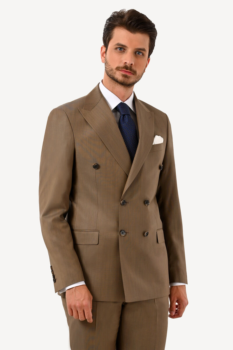 Erkek Tarçın Regular Fit Kruvaze Takım Elbise - 2