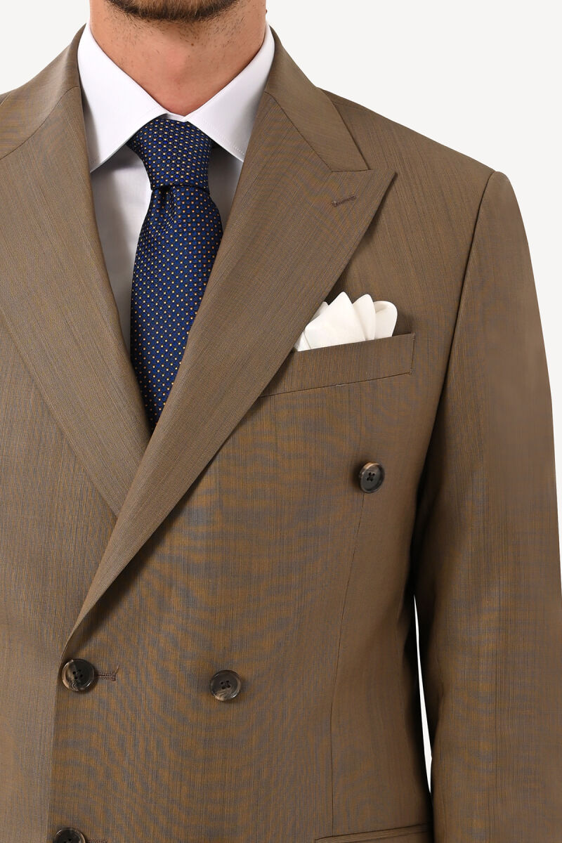 Erkek Tarçın Regular Fit Kruvaze Takım Elbise - 4