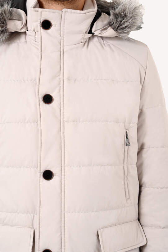 Erkek Taş Kürklü Yaka Kaban