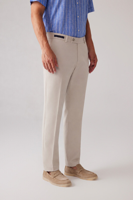 Erkek Taş Regular Fit Pamuk-Likra Kanvas Pantolon
