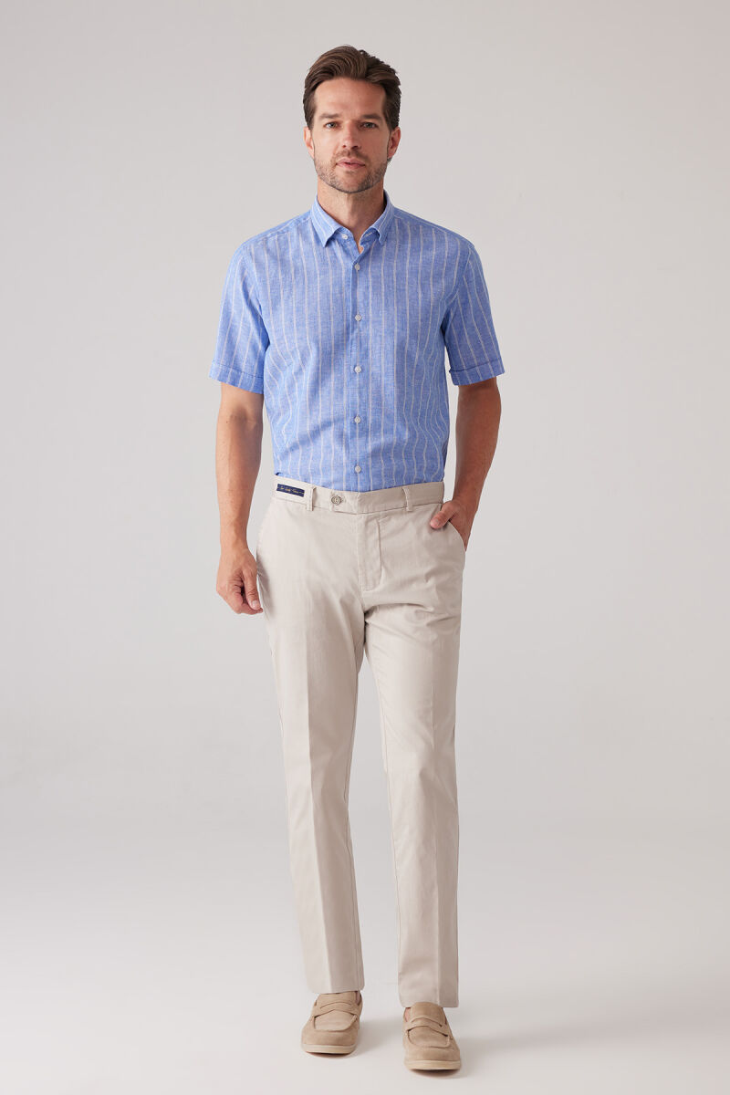 Erkek Taş Regular Fit Pamuk-Likra Kanvas Pantolon - 5