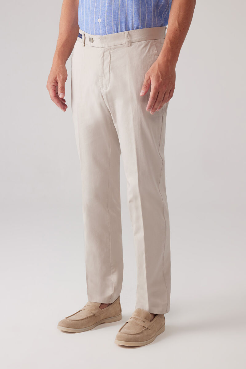 Erkek Taş Regular Fit Pamuk-Likra Kanvas Pantolon - 6