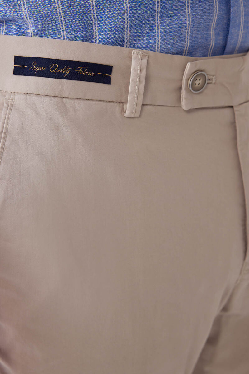 Erkek Taş Regular Fit Pamuk-Likra Kanvas Pantolon - 7