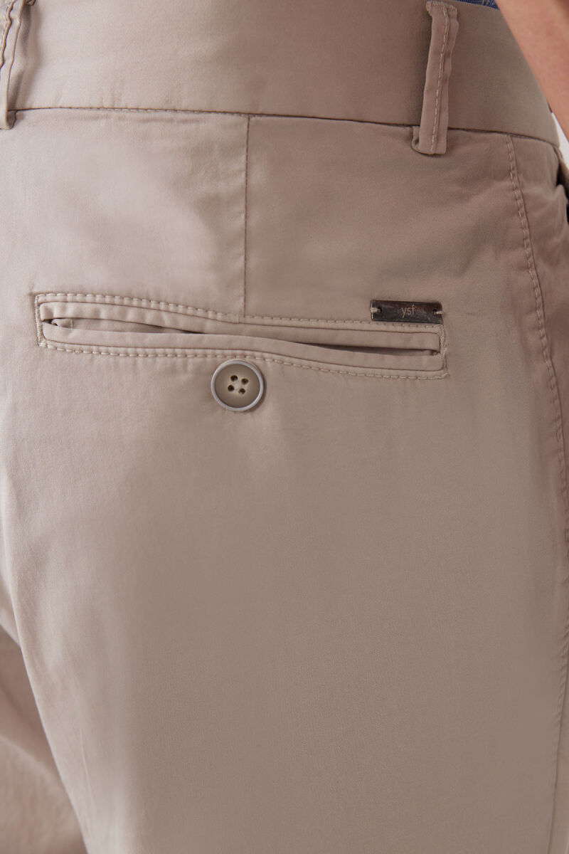 Erkek Taş Regular Fit Pamuk-Likra Kanvas Pantolon - 8