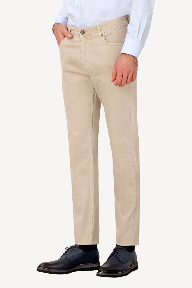 Erkek Taş Üsten Cepli Slim Fit Kanvas Pantolon - 2