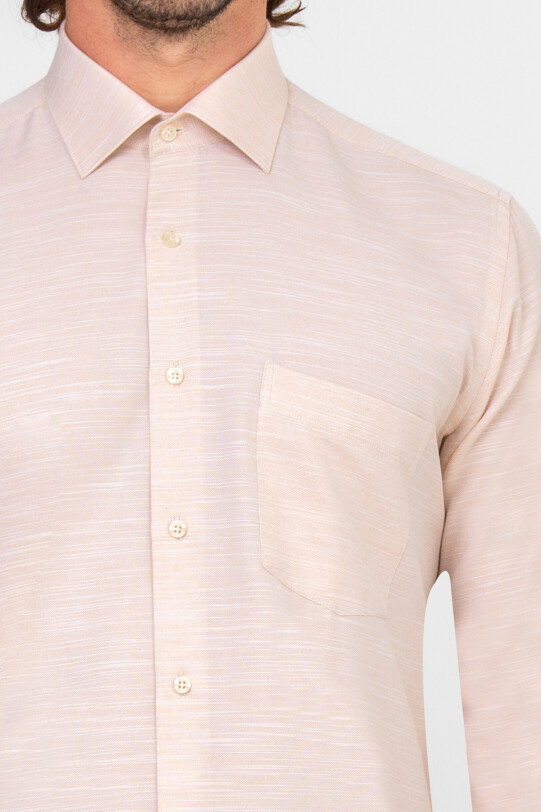 Erkek Turuncu Uzun Kol Regular Fit Desenli Gömlek