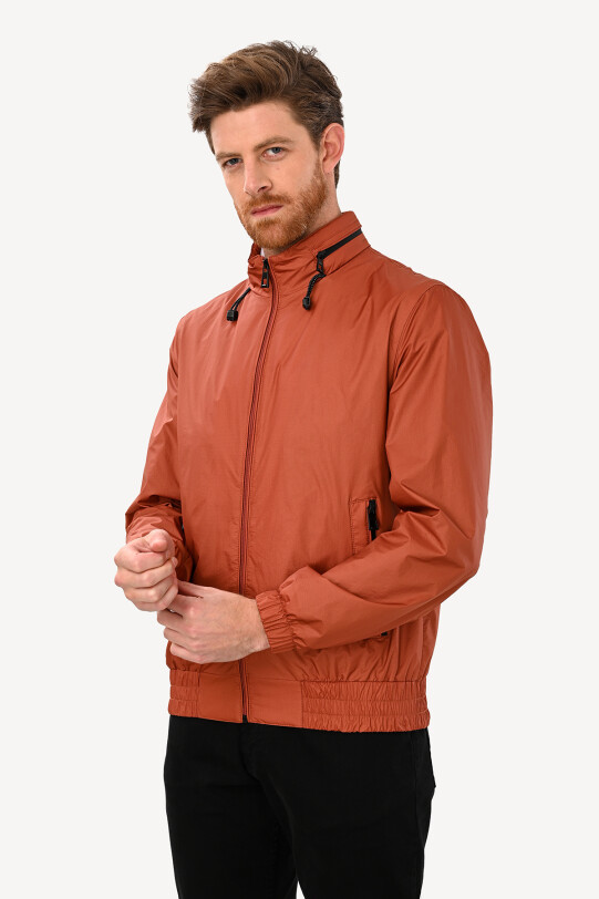 Erkek Turuncu Yazlık Spor Mont Kapüşonlu