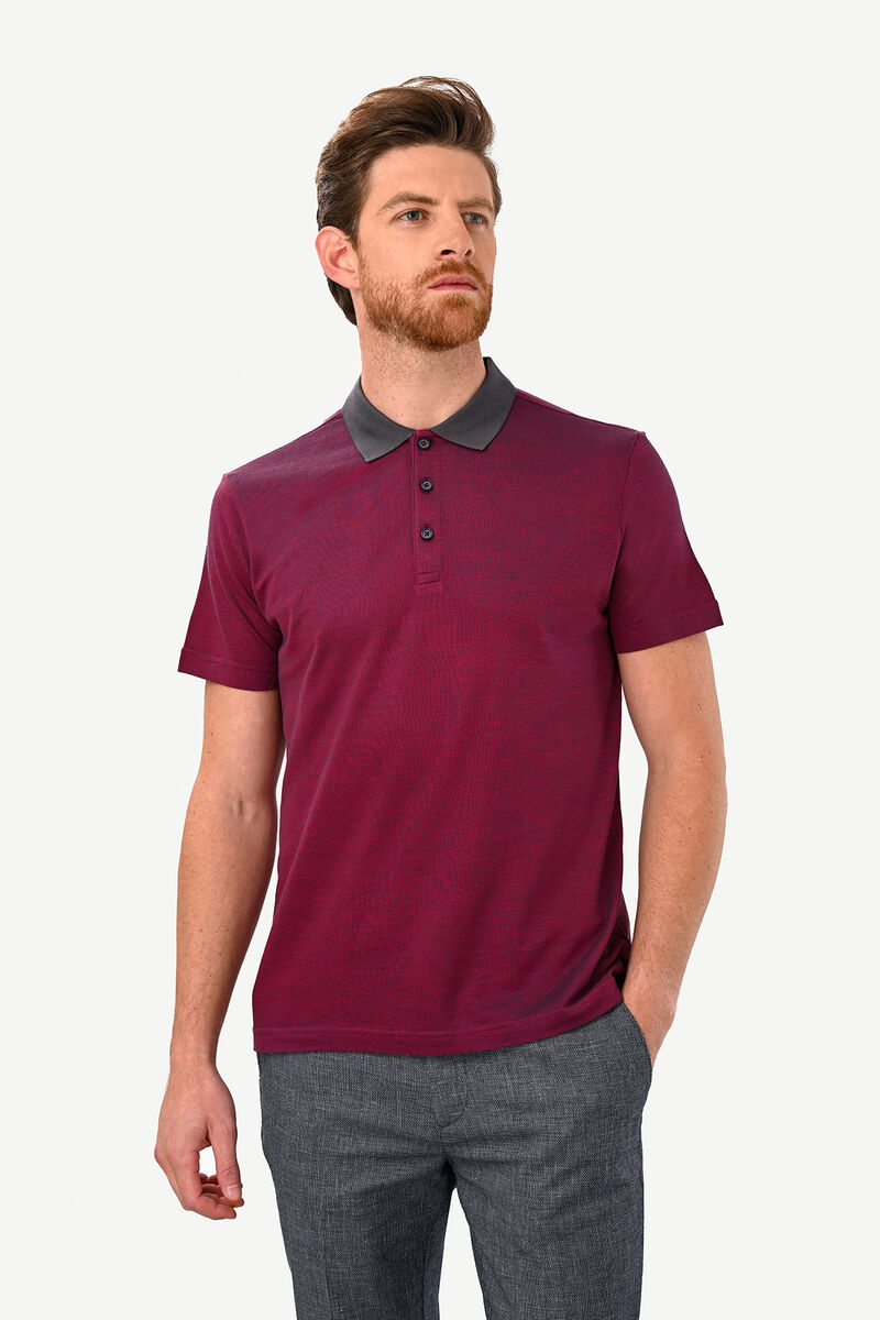 Erkek Vişne Regular Fit Polo Yaka Tshirt - 1