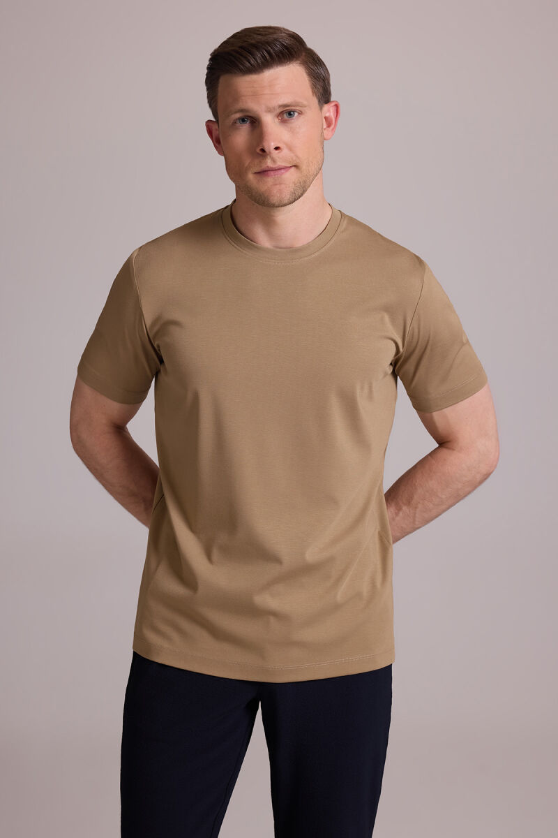 Erkek Vizon Regular Fit Bisiklet Yaka T-shirt - 5
