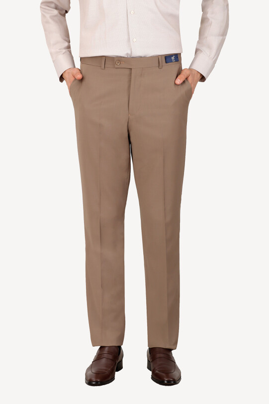 Erkek Vizon Regular Fit Kumaş Pantolon