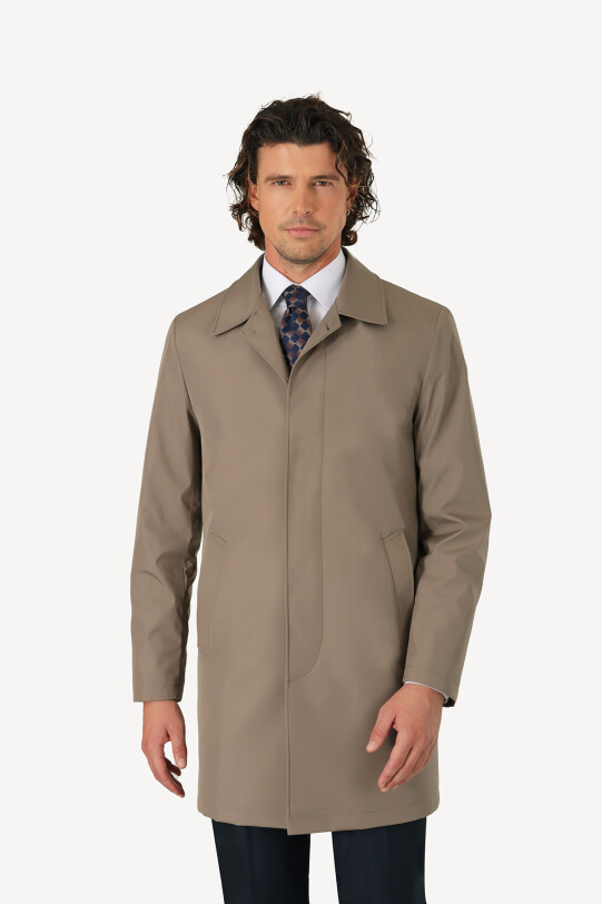 Erkek Vizon Regular Fit Pardesü İçi Çıkmalı