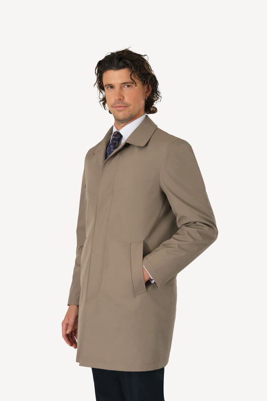 Erkek Vizon Regular Fit Pardesü İçi Çıkmalı