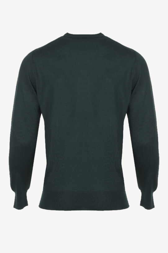 Erkek Yeşil Bisiklet Yaka Klasik Triko