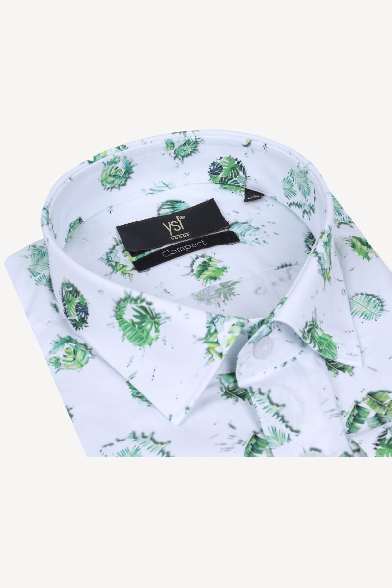 Erkek Yeşil Desenli Uzun Kol Gömlek - 2