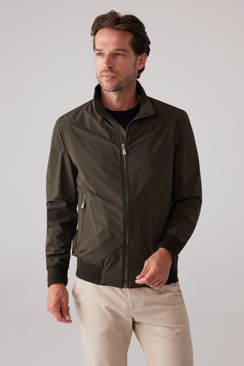 Erkek Yeşil İnce Altı Lastikli Casual Yazlık Mont - 3