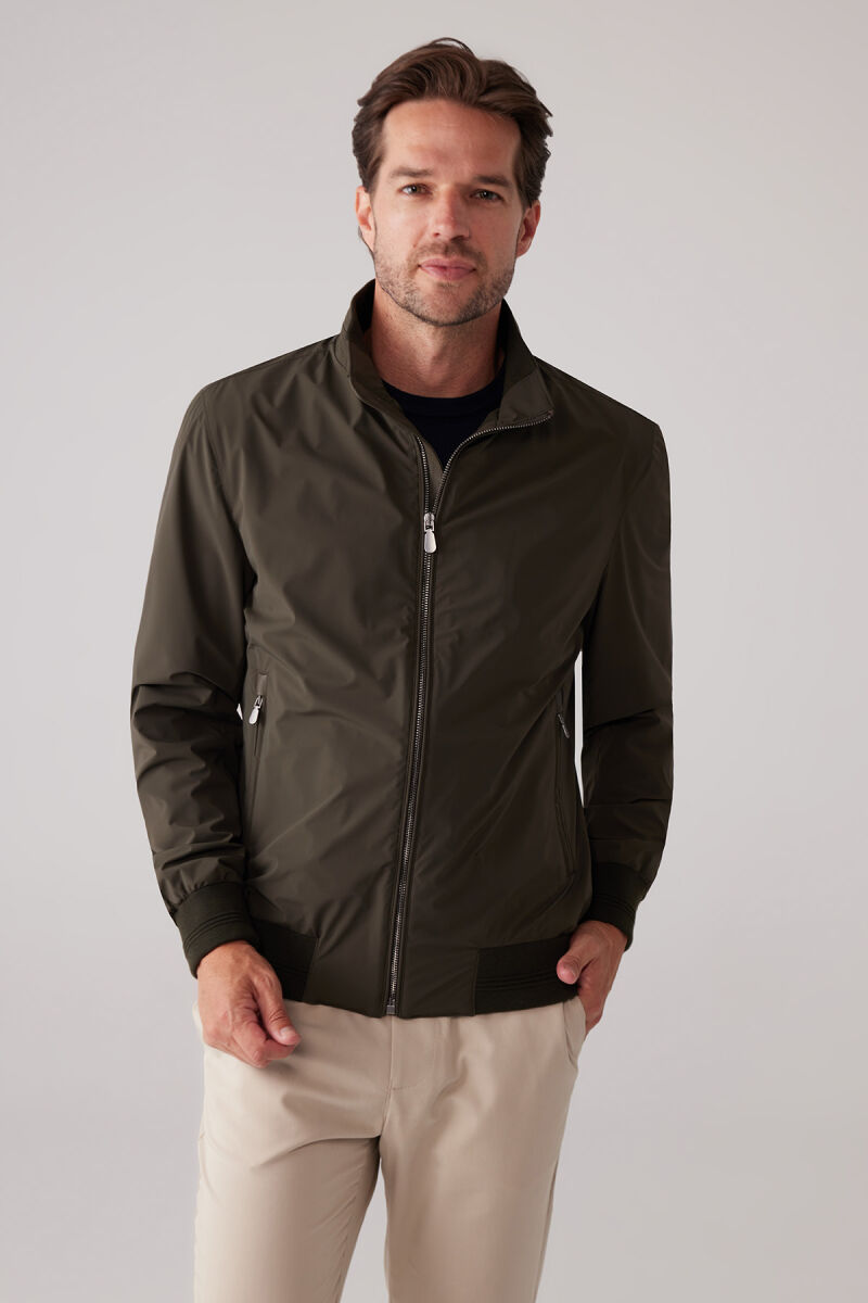 Erkek Yeşil İnce Altı Lastikli Casual Yazlık Mont - 4