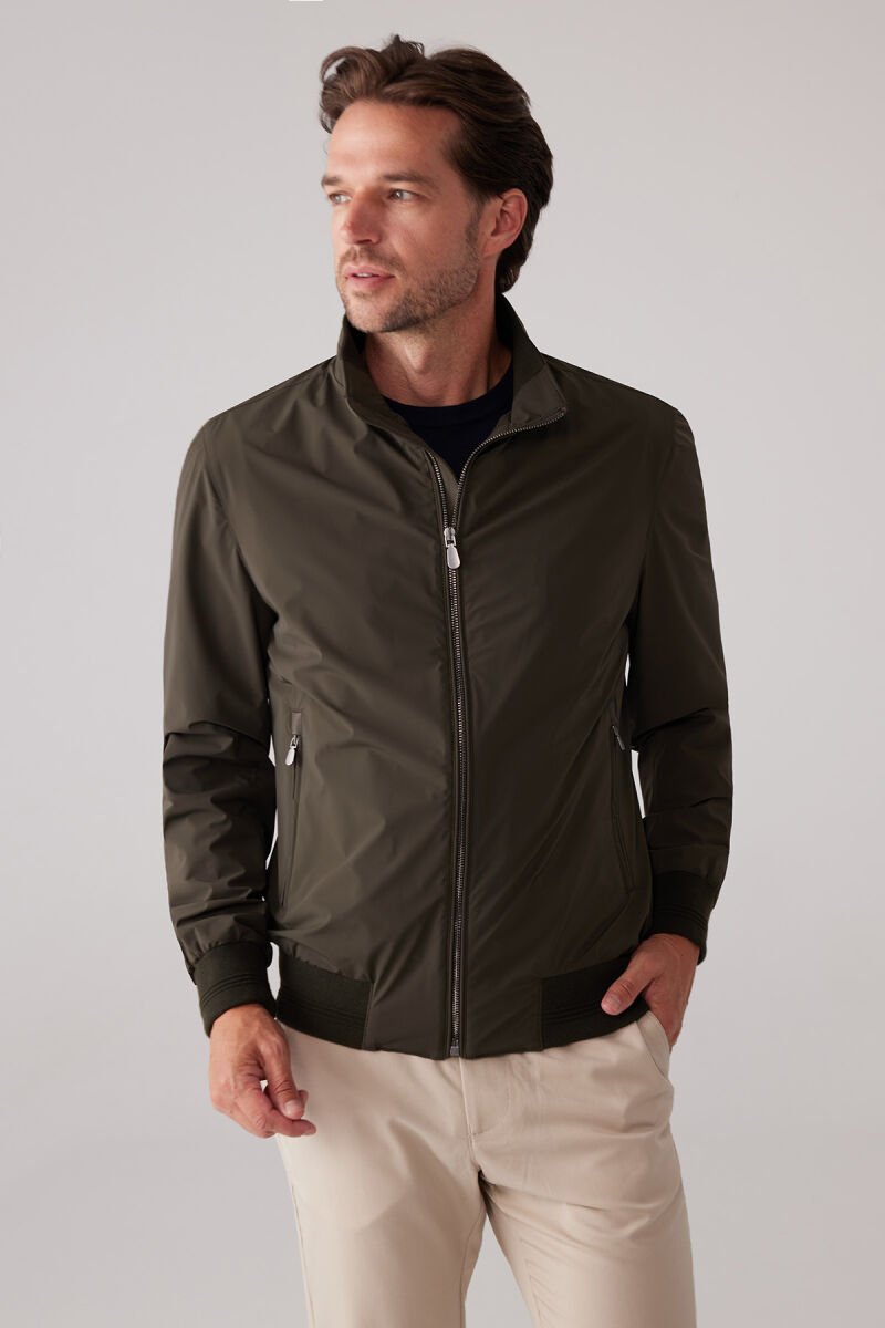Erkek Yeşil İnce Altı Lastikli Casual Yazlık Mont - 5