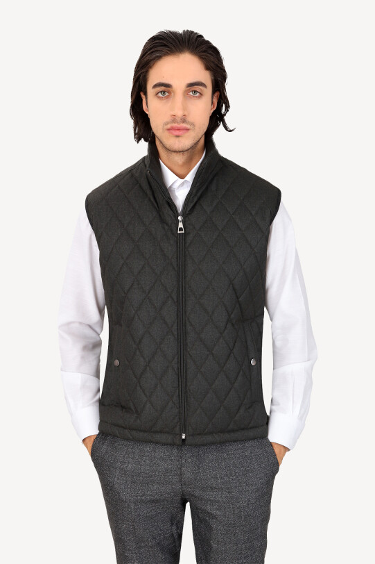 Erkek Yeşil Kapitone Klasik Yelek