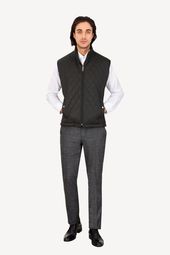 Erkek Yeşil Kapitone Klasik Yelek