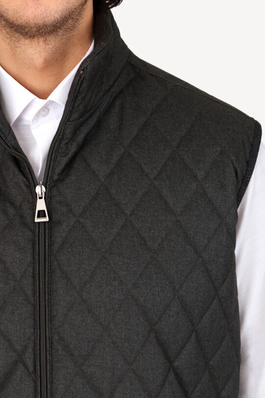 Erkek Yeşil Kapitone Klasik Yelek