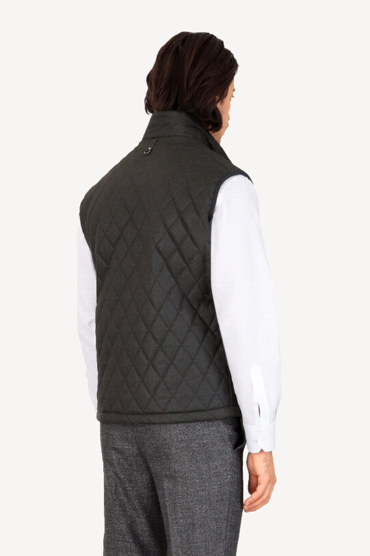 Erkek Yeşil Kapitone Klasik Yelek