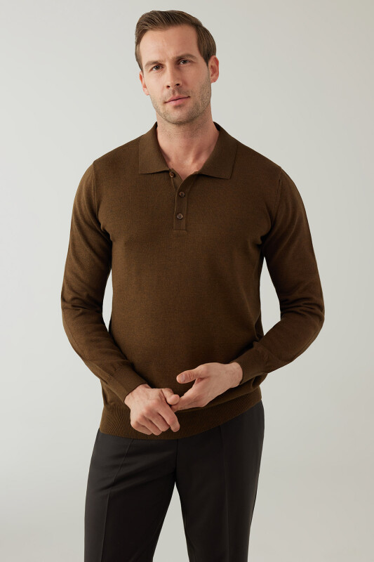 Erkek Yeşil Pamuklu Polo Yaka Triko