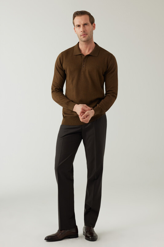 Erkek Yeşil Pamuklu Polo Yaka Triko