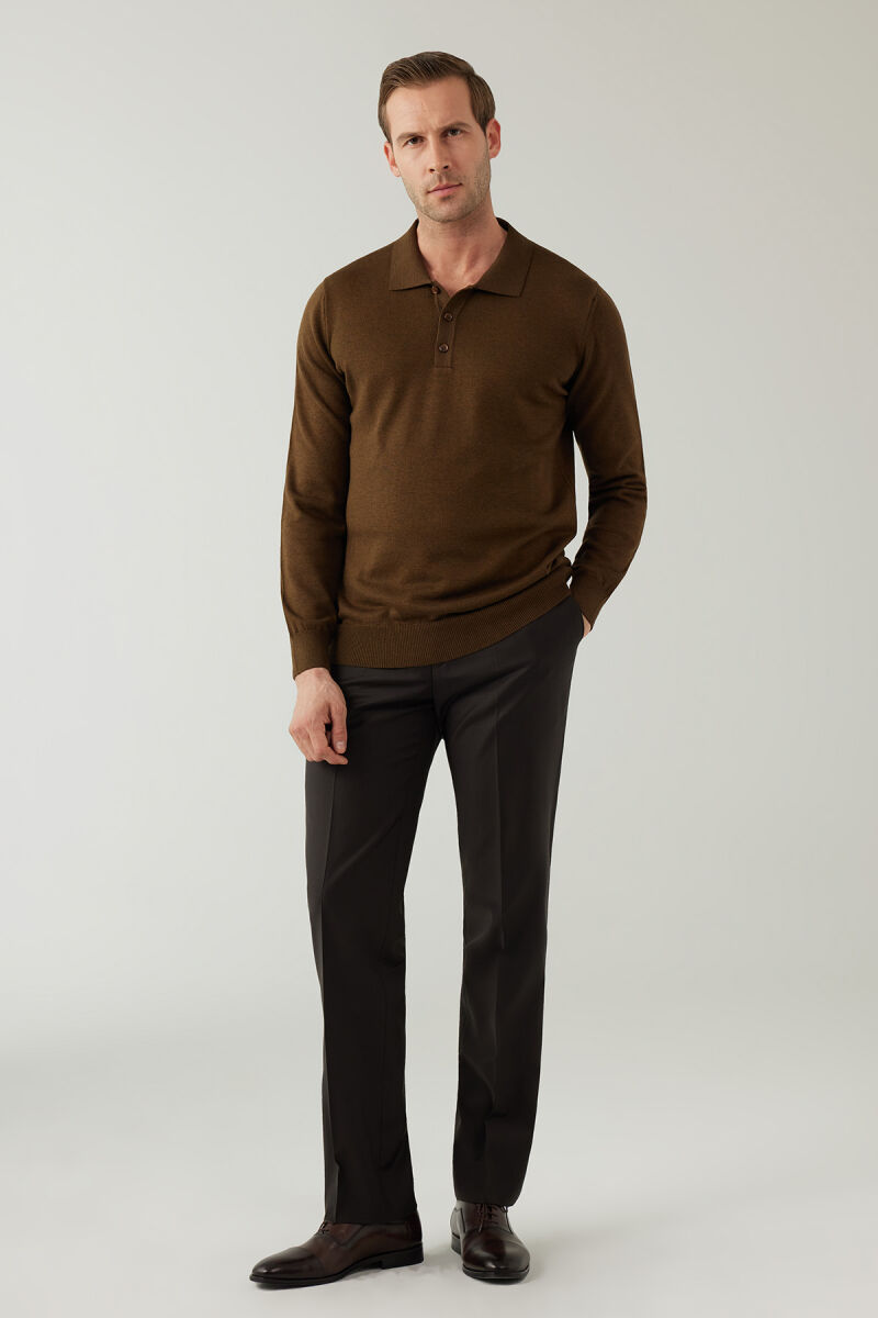 Erkek Yeşil Pamuklu Polo Yaka Triko - 3