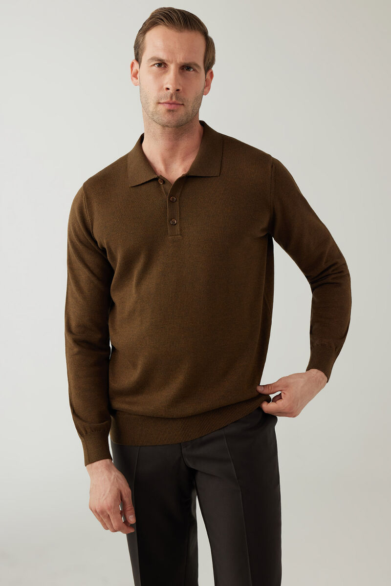 Erkek Yeşil Pamuklu Polo Yaka Triko - 4