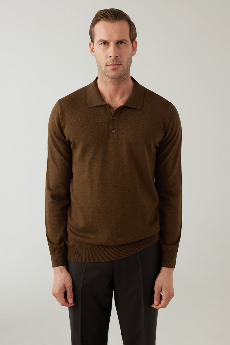 Erkek Yeşil Pamuklu Polo Yaka Triko - 5