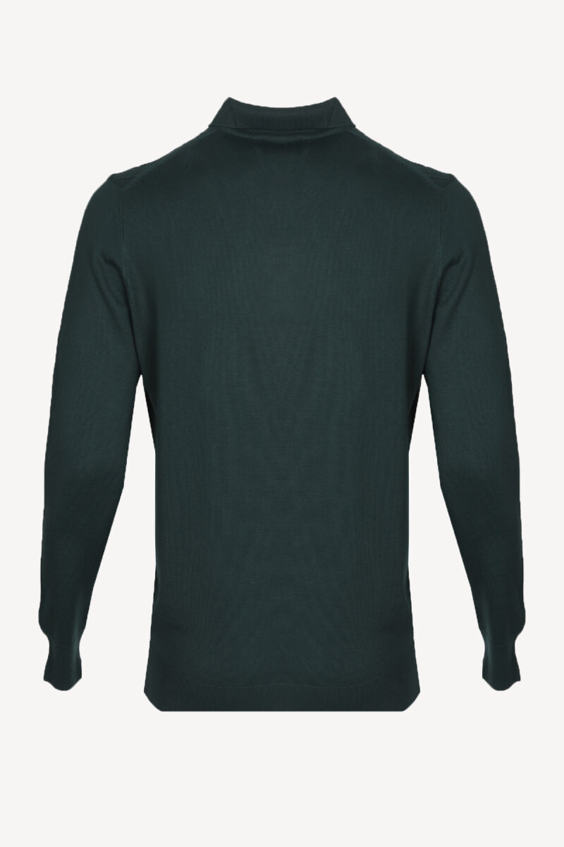 Erkek Yeşil Polo Yaka Desenli Klasik Triko - 2