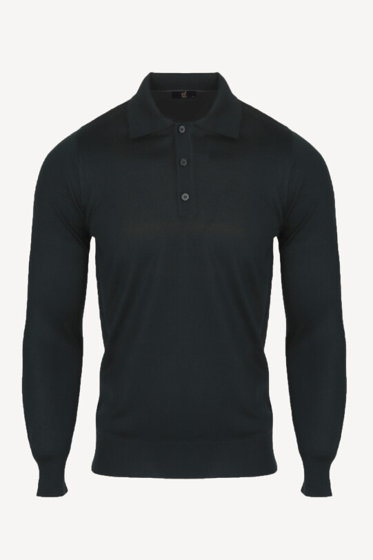 Erkek Yeşil Polo Yaka Klasik Triko