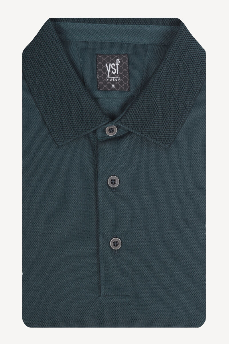 Erkek Yeşil Polo Yaka Regular Fit Tişört - 3