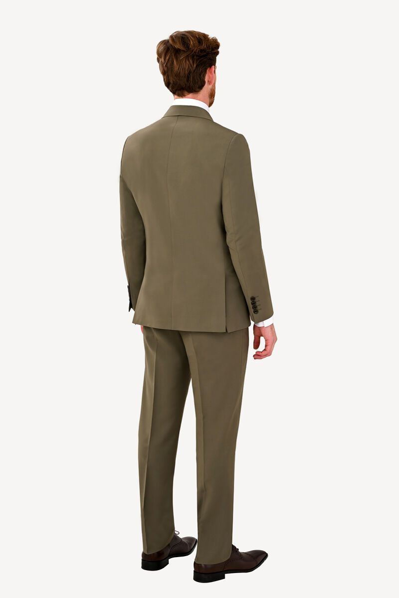 Erkek Yeşil Regular Fit Kruvaze Takım Elbise - 6