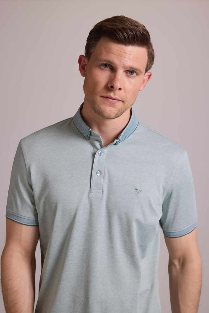Erkek Yeşil Regular Fit Merserize Polo Yaka T-shirt - 1