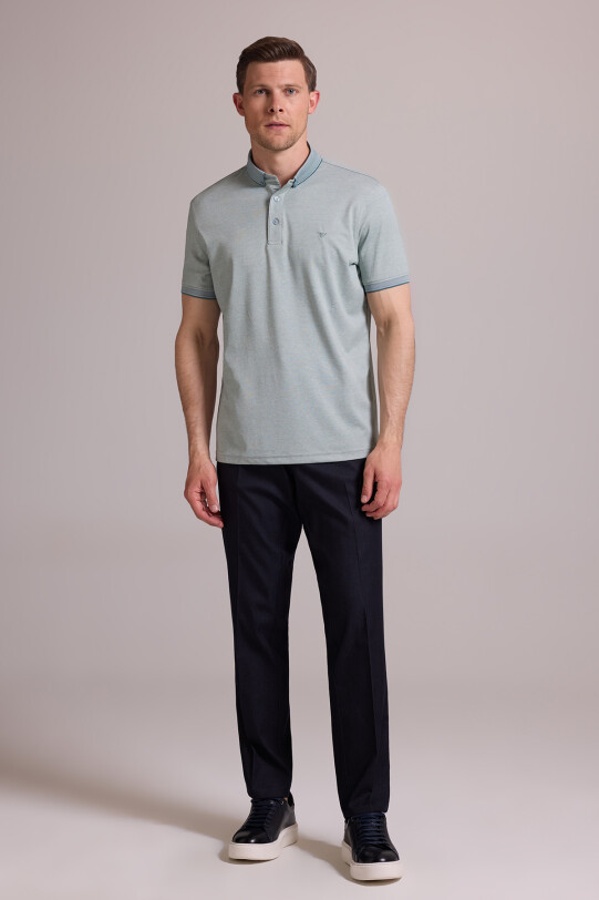 Erkek Yeşil Regular Fit Merserize Polo Yaka T-shirt