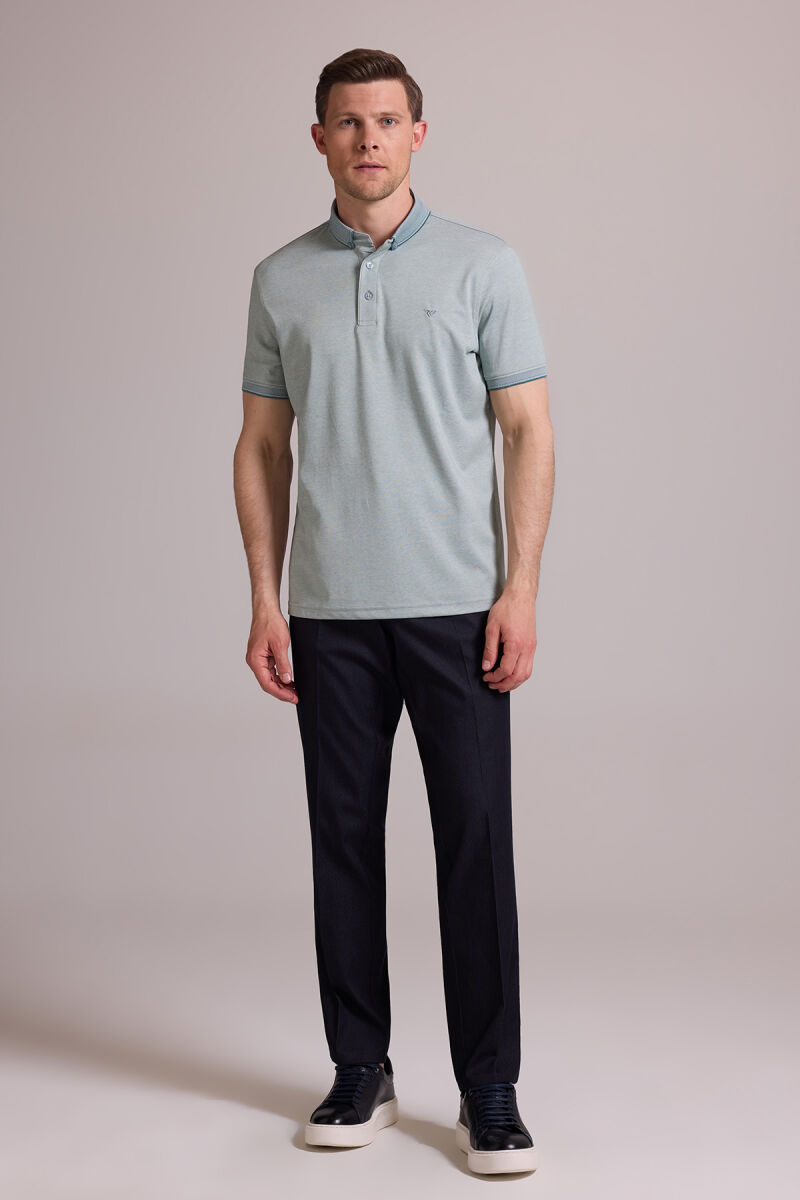 Erkek Yeşil Regular Fit Merserize Polo Yaka T-shirt - 3