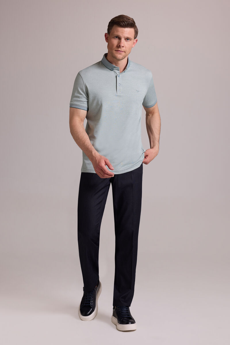 Erkek Yeşil Regular Fit Merserize Polo Yaka T-shirt - 4