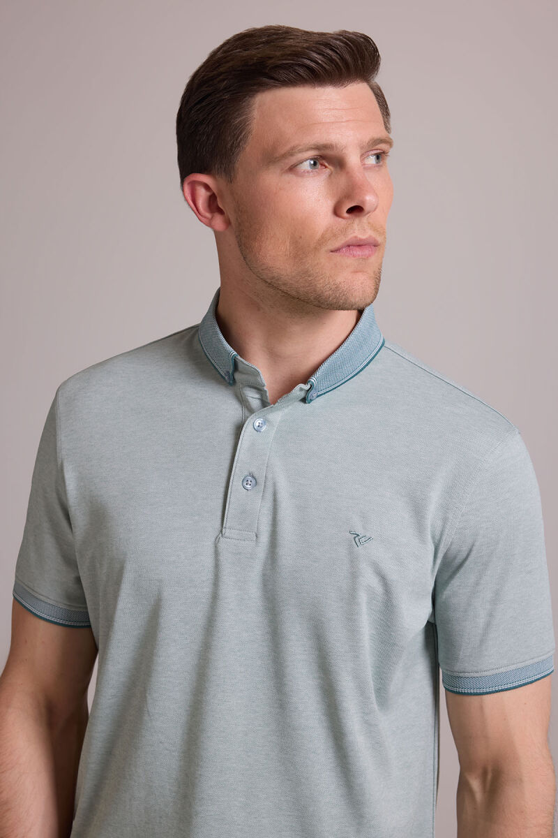 Erkek Yeşil Regular Fit Merserize Polo Yaka T-shirt - 5