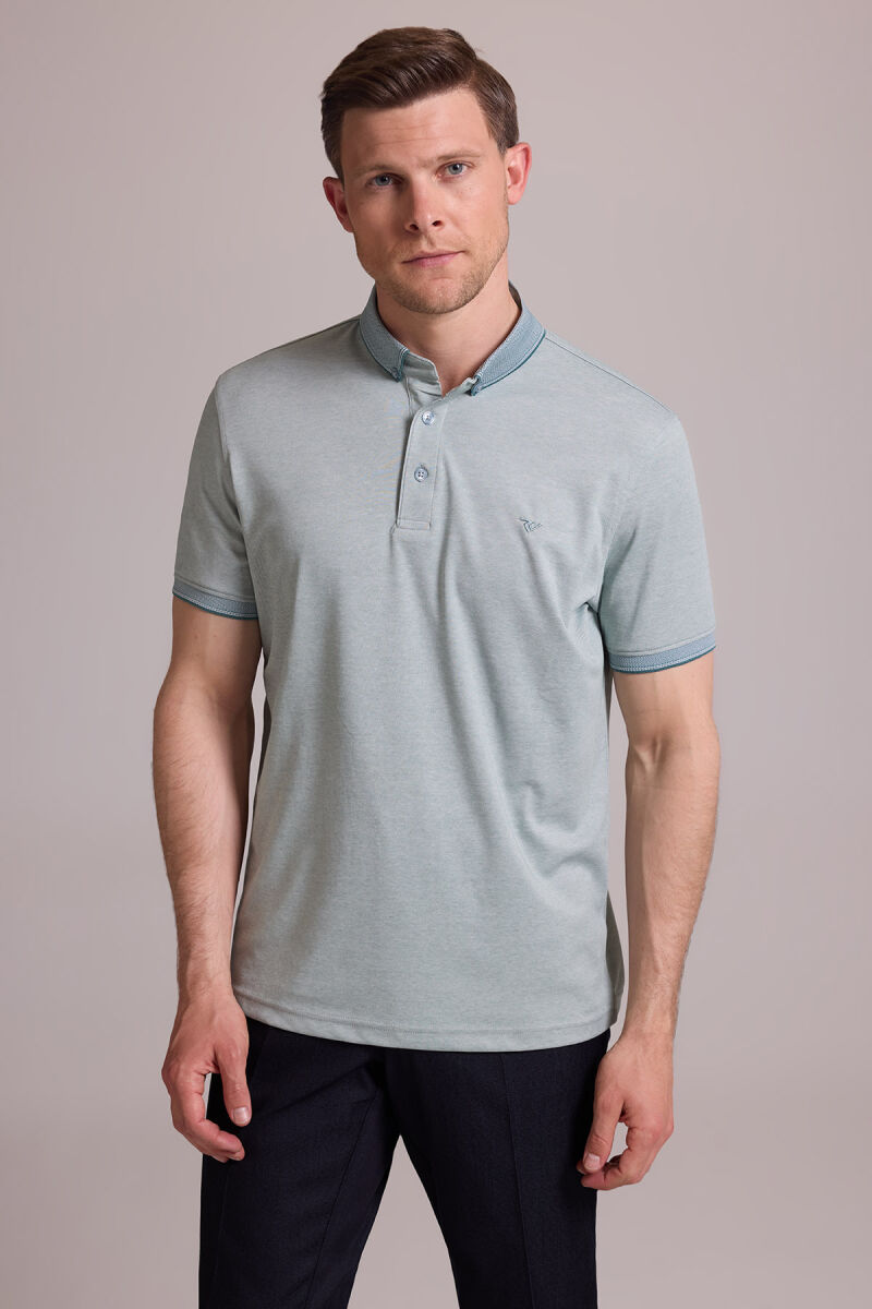 Erkek Yeşil Regular Fit Merserize Polo Yaka T-shirt - 6