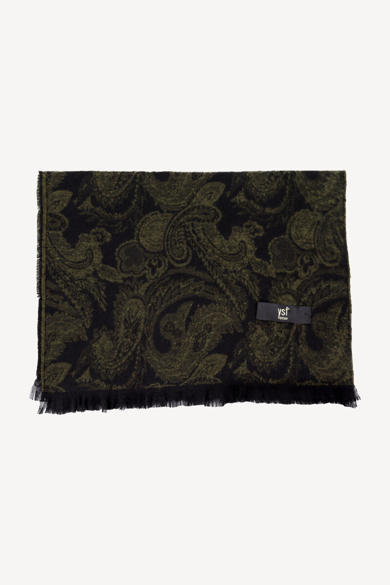 Erkek Yeşil Şal Desen Kaşkol - 1