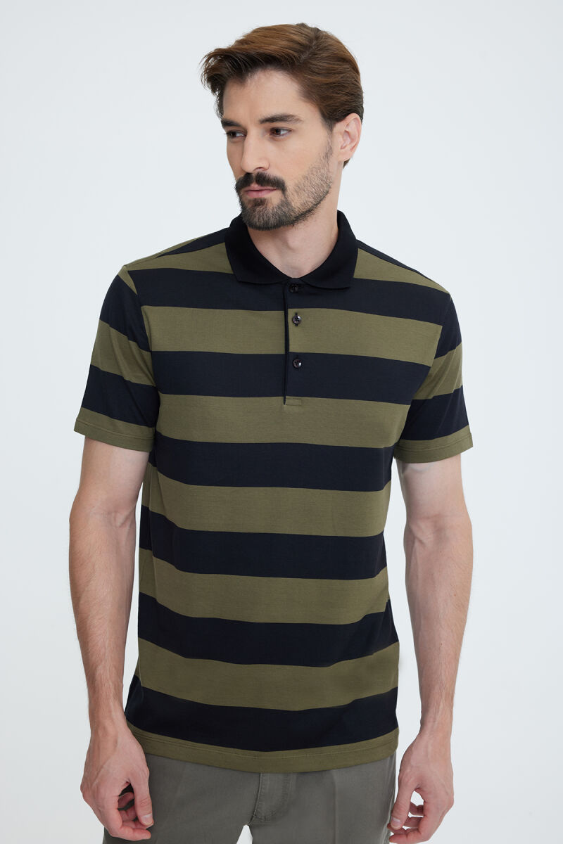 Erkek Yeşil Siyah Polo Yaka T-shirt - 1