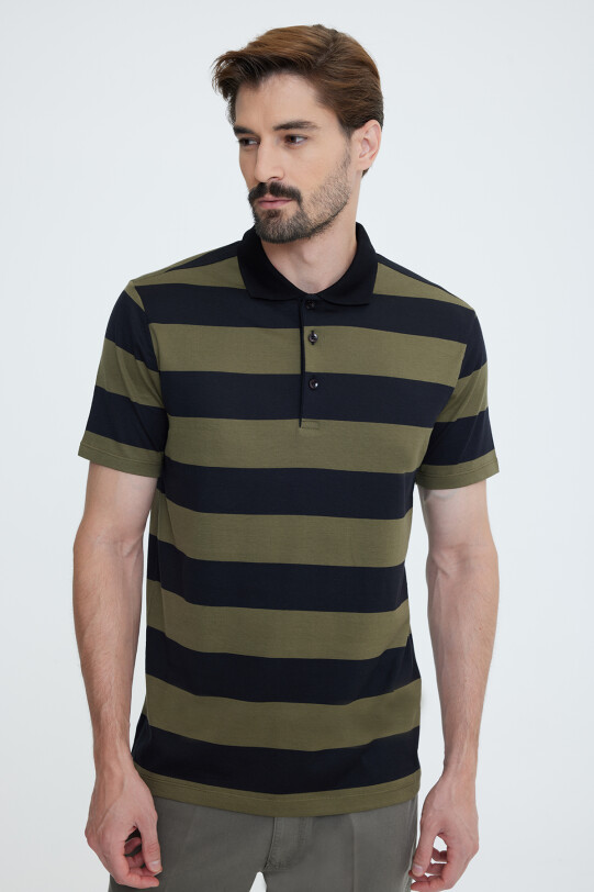 Erkek Yeşil Siyah Polo Yaka T-shirt