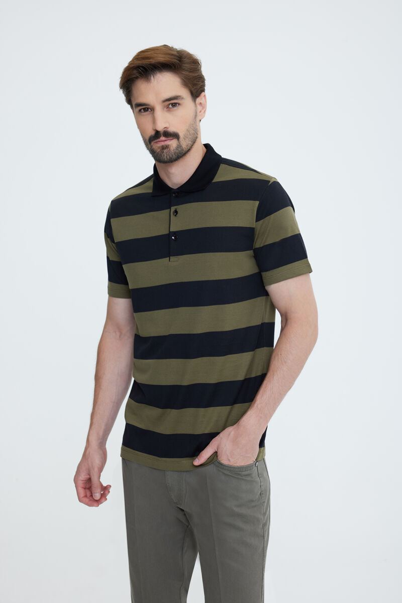 Erkek Yeşil Siyah Polo Yaka T-shirt - 2