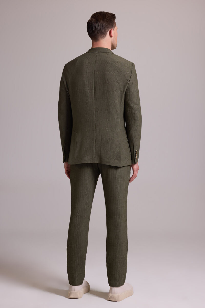 Erkek Yeşil Slim Fit Sivri Yaka Takım Elbise - 12